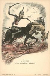 Danza macabra 5 : il guado del sangue belga = [le gué du sang belge] : [carte postale] / A. Martini | Martini, Alberto (1876-1954). Auteur