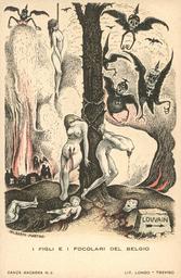 Danza macabra 6 : I figli e i focolari del Belgio = [les fils et les foyers du Belge] : [carte postale] / A. Martini | Martini, Alberto (1876-1954). Auteur