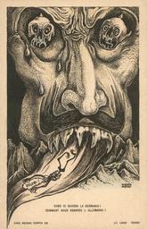 Danza macabra europea 26 : Come ci guarda la Germania ! = Comment lÆAllemagne nous regarde ! : [carte postale] / Alberto Martini | Martini, Alberto (1876-1954). Auteur