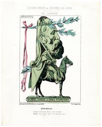 Le laurier : au général Garibaldi. La France reconnaissante. "Garibaldi. Comme le laurier dont il est couvert, malgré son grand âge, il est toujours vert" : [estampe] / [dessiné par] Alfred Le Petit | Le Petit, Alfred (1841-1909). Auteur