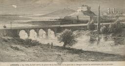 Antibes. - La ville, le fort carré, le phare de la Garoupe et le pont de la Brague avant la catastrophe du 25 janvier / A. Daudenarde | Daudenarde, Louis (18..-1907). Graveur