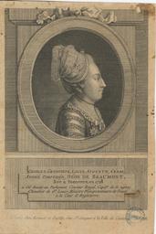 Charles, Geneviève, Louis, Auguste, César, André, Timothée, Déon de Beaumont, née à Tonnerre en 1728 : a été Avocat au parlement, Censeur Royal, Capit.e de Dragons, Chevalier de S.t Louis, ministre plénipotentaire de France à la Cour d'Angleterre : [estampe] / [Gravé par Pierre-Adrien Le Beau d'après Desrais] | Le Beau, Pierre Adrien (1744-1817?). Auteur