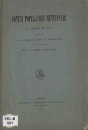 Contes populaires mentonnais en langue du pays / recueillis par M.W. James Bruyn Andrews | Andrews, James Bruyn (1842-1909). Auteur