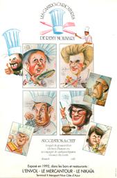 Les gastro-caricatures : Suggestion du Chef : beignet de grosses têtes à la farce d'humour cru accompagné de quelques légumes à la sauce électorale... / de Remy Molinari | Molinari, Rémy (1958-....). Artiste